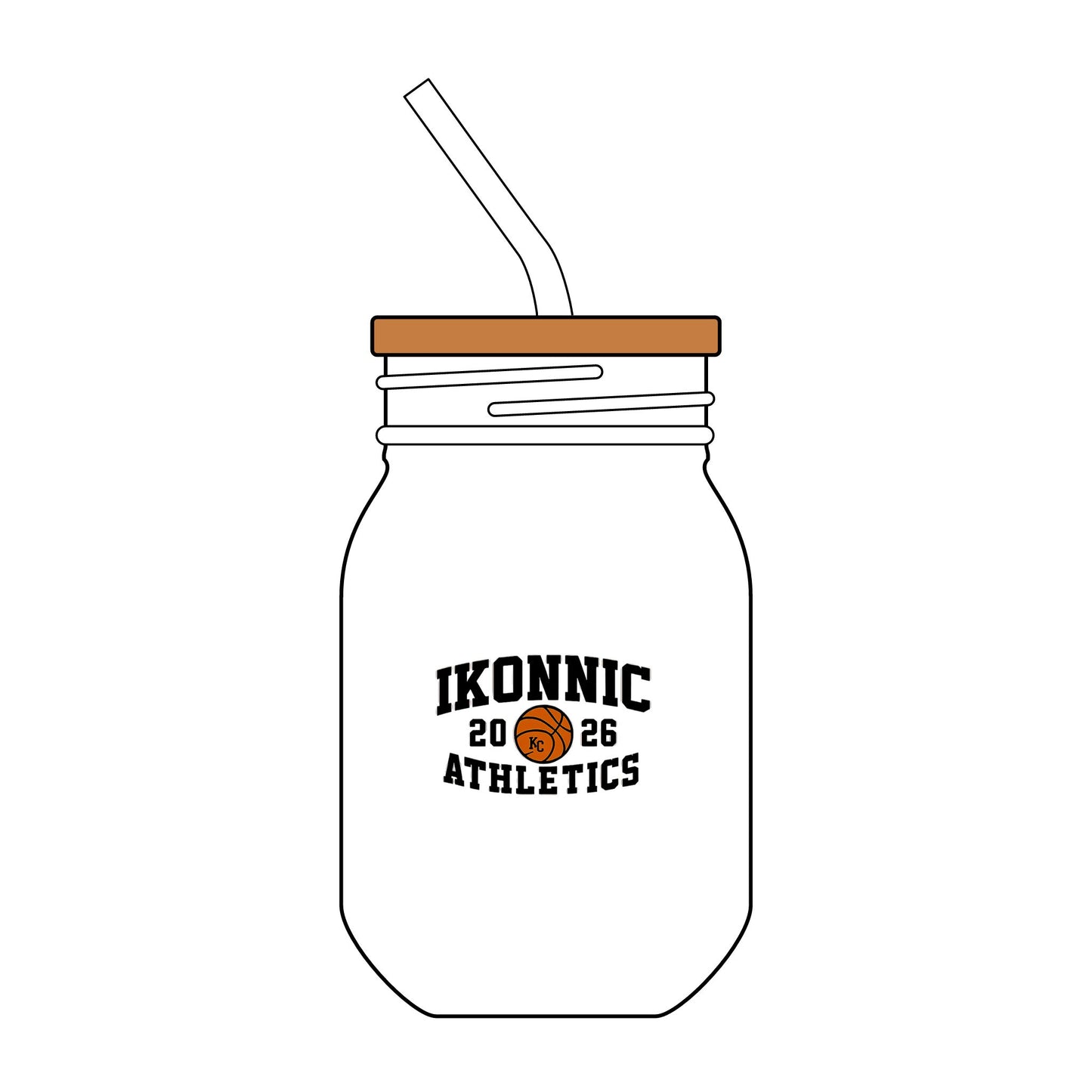Ikonnic Athletics 2026 -Engraved Ice Coffee Glass with Straw