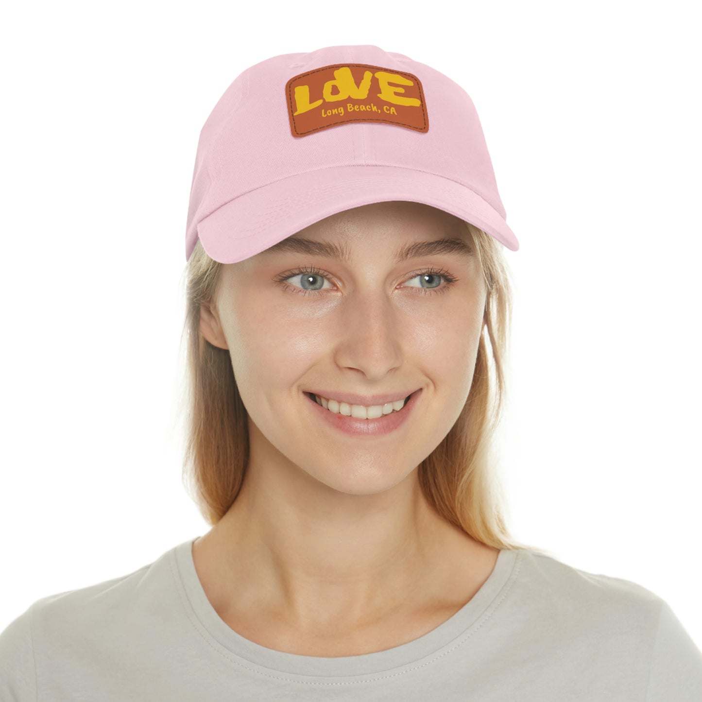 Jk L💛VE Long Beach, Ca Hat with Leather Patch - Long Beach CA Edition