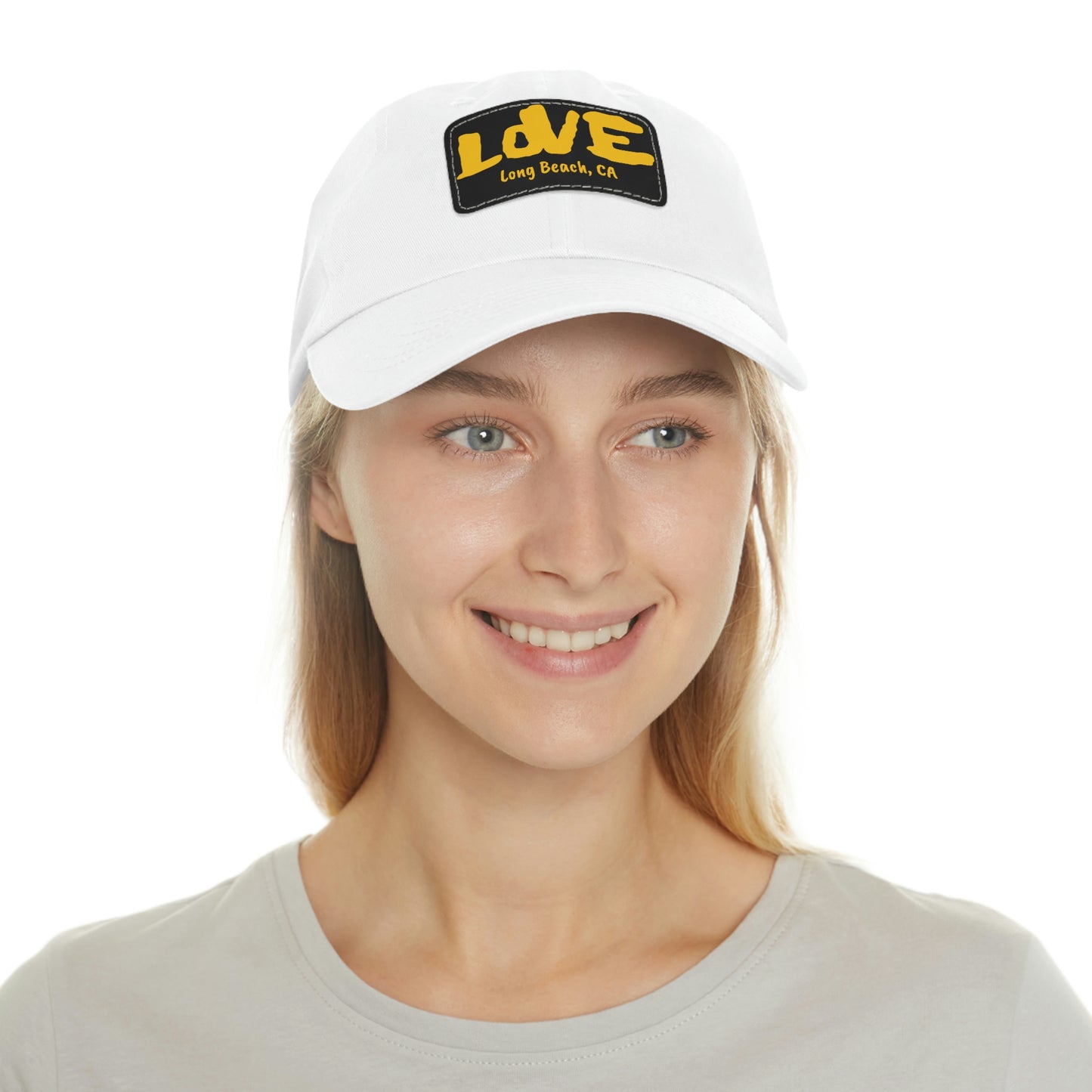 Jk L💛VE Long Beach, Ca Hat with Leather Patch - Long Beach CA Edition