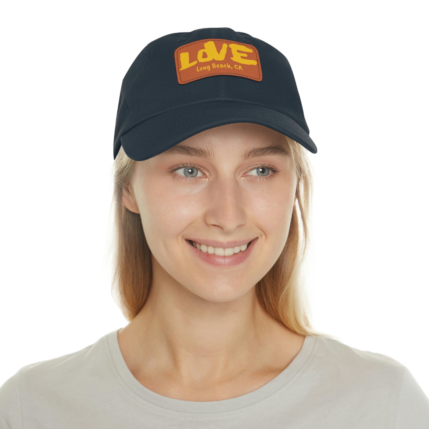 Jk L💛VE Long Beach, Ca Hat with Leather Patch - Long Beach CA Edition