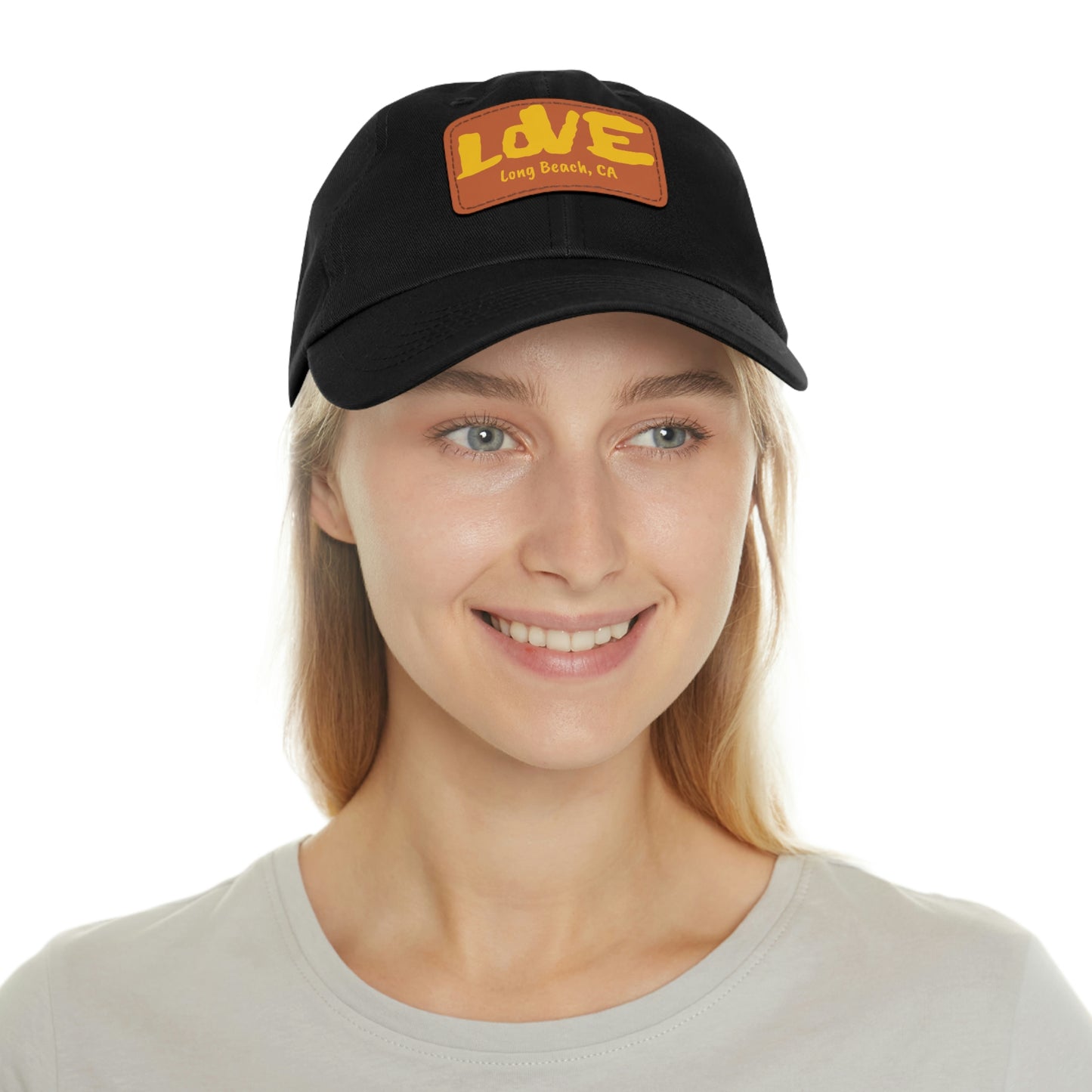Jk L💛VE Long Beach, Ca Hat with Leather Patch - Long Beach CA Edition