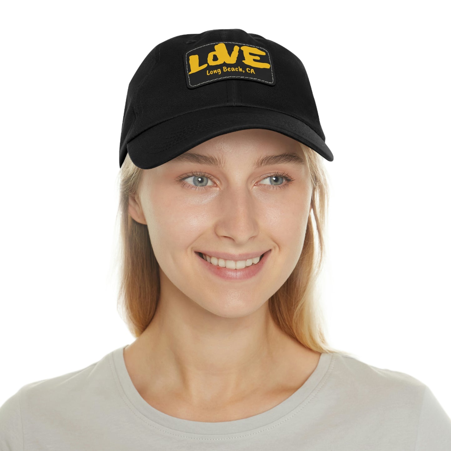 Jk L💛VE Long Beach, Ca Hat with Leather Patch - Long Beach CA Edition