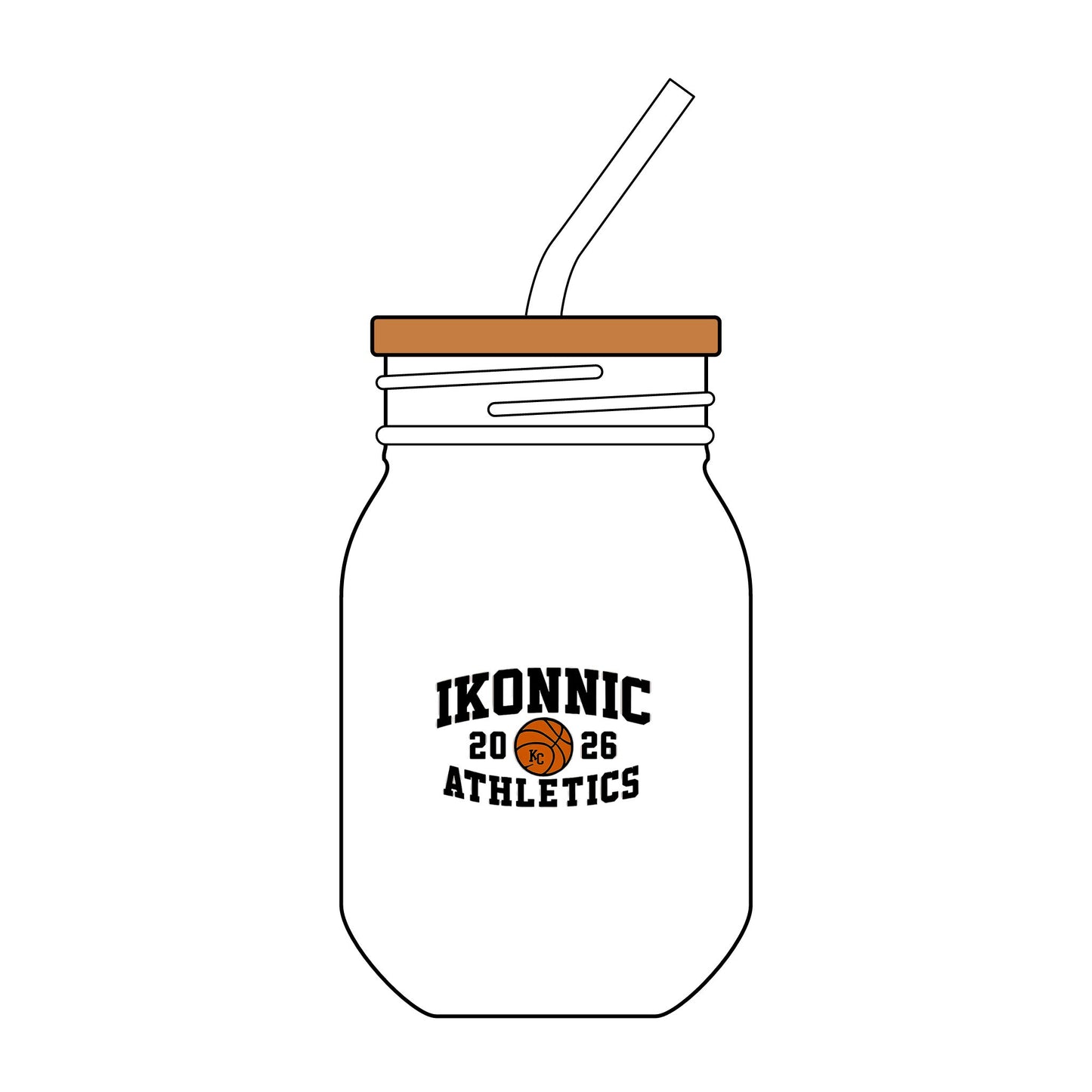 Ikonnic Athletics 2026 -Engraved Ice Coffee Glass with Straw