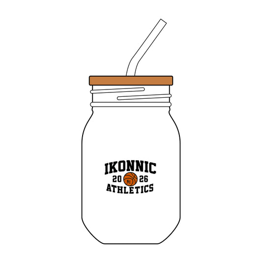 Ikonnic Athletics 2026 -Engraved Ice Coffee Glass with Straw