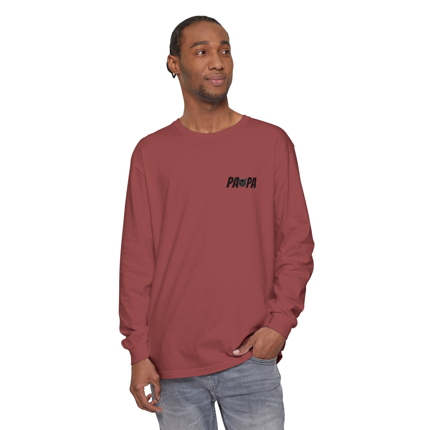 Jk PaPa Bear  - Unisex Garment-dyed Long Sleeve T-Shirt