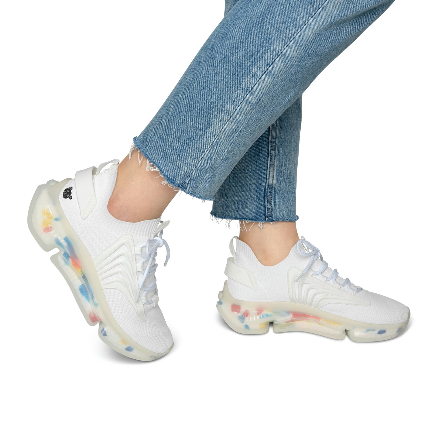 Jk L🤍Ve Bear Kicks - Women's Mesh Sneakers (White)