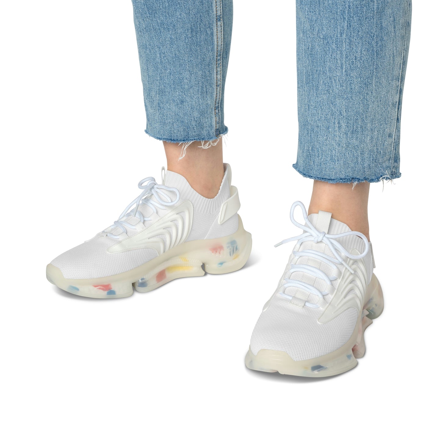 Jk L🤍Ve Bear Kicks - Women's Mesh Sneakers (White)